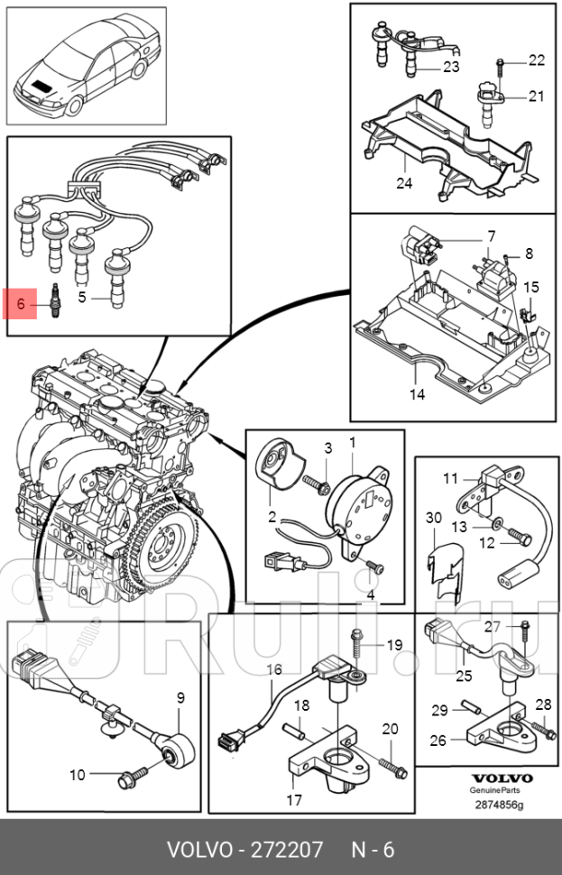 свечи зажиганиякомплект S40 16-20 97 VOLVO 272207 4040₽