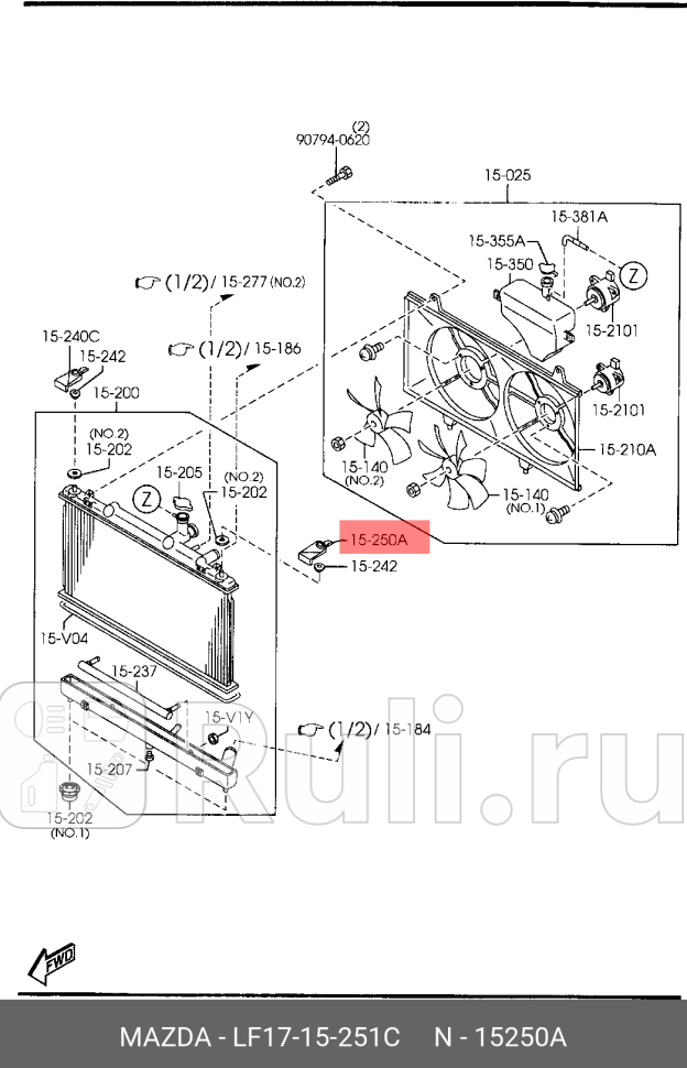 Кронштейн радиатора радиатора левый mazda 6 gg MAZDA LF1715251C 490₽