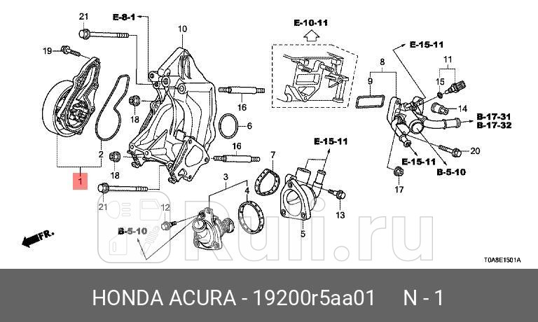 Насос водяной honda cr-v 2012 - 2014 HONDA 19200-R5A-A01 0₽