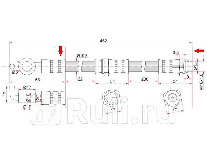 Шланг тормозной передний Таиланд MAZDA 323 626 ASTINA CAPELLA FAMILIA MX-3 MX-6 PROTEGE 89-97 LHR SAT ST-B455-43-980 370₽