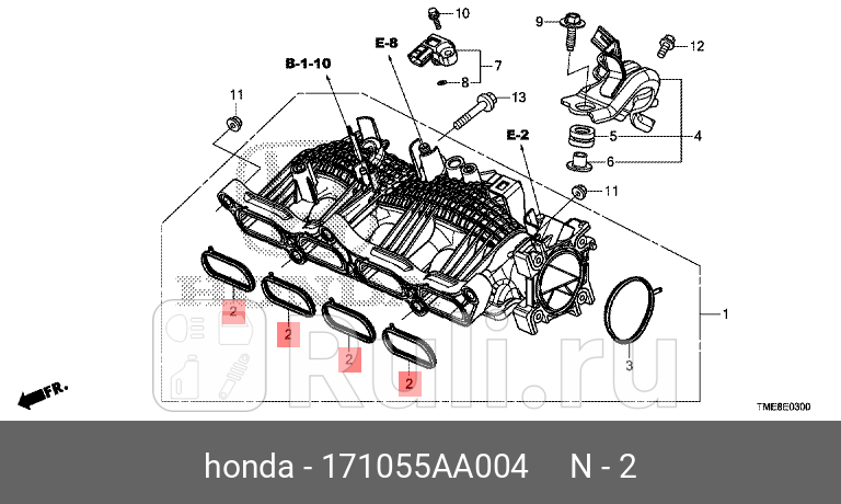 Прокладка коллектора 17105-5aa-004 17105-59b-004 stepwgn HONDA 171055AA004 0₽
