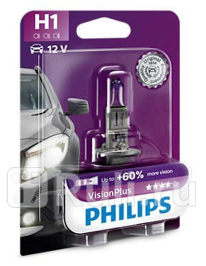 Лампа H1 55W PHILIPS Vision Plus 3300K 60 яркости PHILIPS 12258 VP B1 830₽