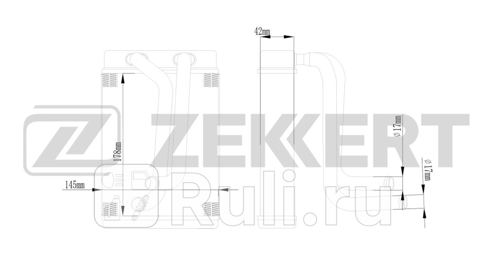 Радиатор отопителя Kia Sephia 96- Shuma I II 97- Zekkert mk-5145 3770₽
