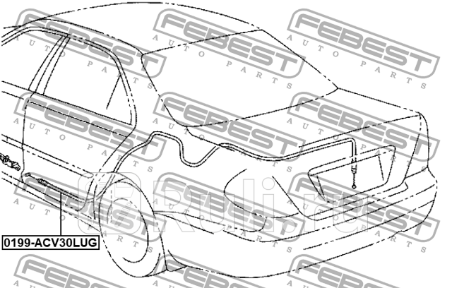 Трос TOYOTA CAMRY ACV3 200109-200601 JP привода замка открывания багажника FEBEST 0199-ACV30LUG 1990₽