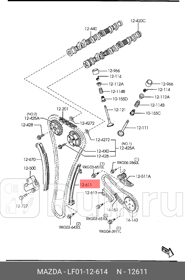 Успокоитель цепи mazda 3 5 6 MAZDA LF0112614 2340₽