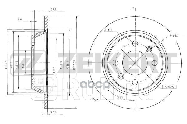 Диск торм задн Saab 900 85- 9000 84- Zekkert bs-5128 0₽