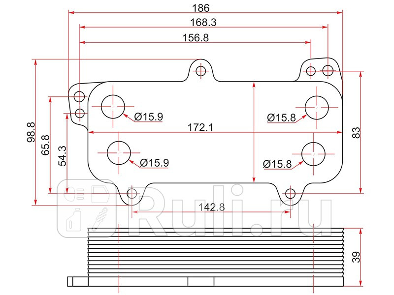 Радиатор масляный для Volkswagen Transporter T5 2003-2009 SAT ST-070117021D 2100₽