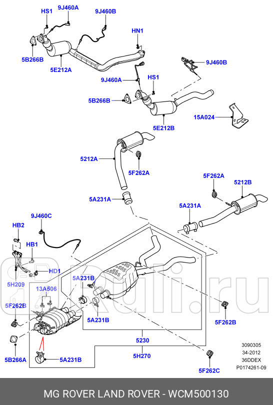 Прокладка турбины LAND ROVER WCM500130 0₽
