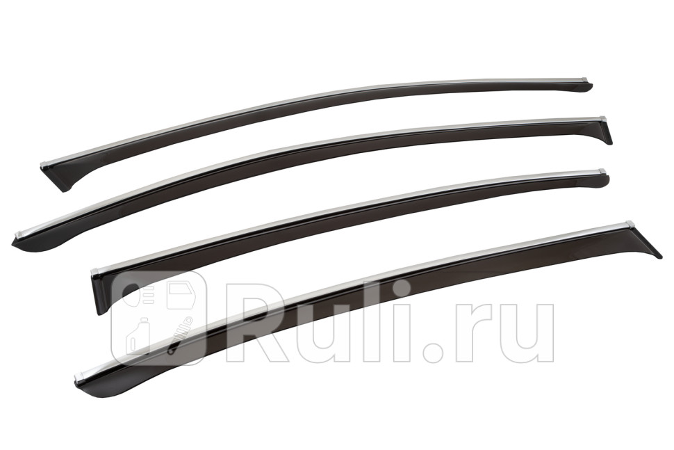 Дефлекторы окон (4 шт.) для Kia Rio 4 седан (2017-2021) Chromex CHROMEX.63020