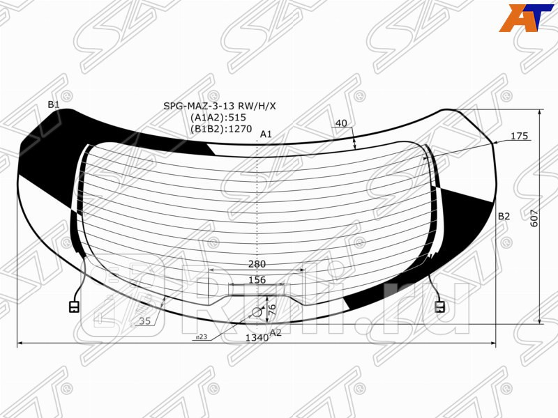 Стекло заднее для Mazda 3 BM 2013-2019 SAT SPG-MAZ-3-13 RWHX 9200₽