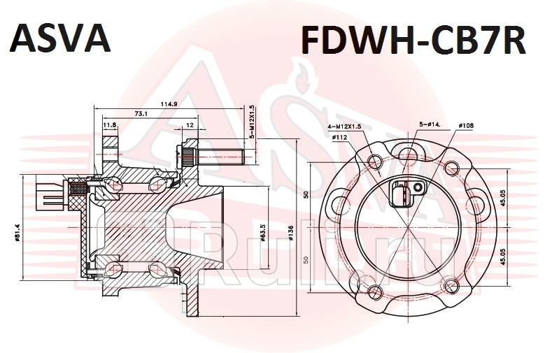 Ступица задняя ASVA FDWH-CB7R 0₽