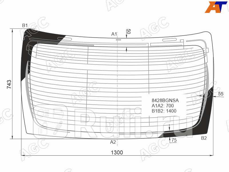Стекло заднее для Toyota Camry V70 2017-2021 AGC 8428BGNSA 26850₽
