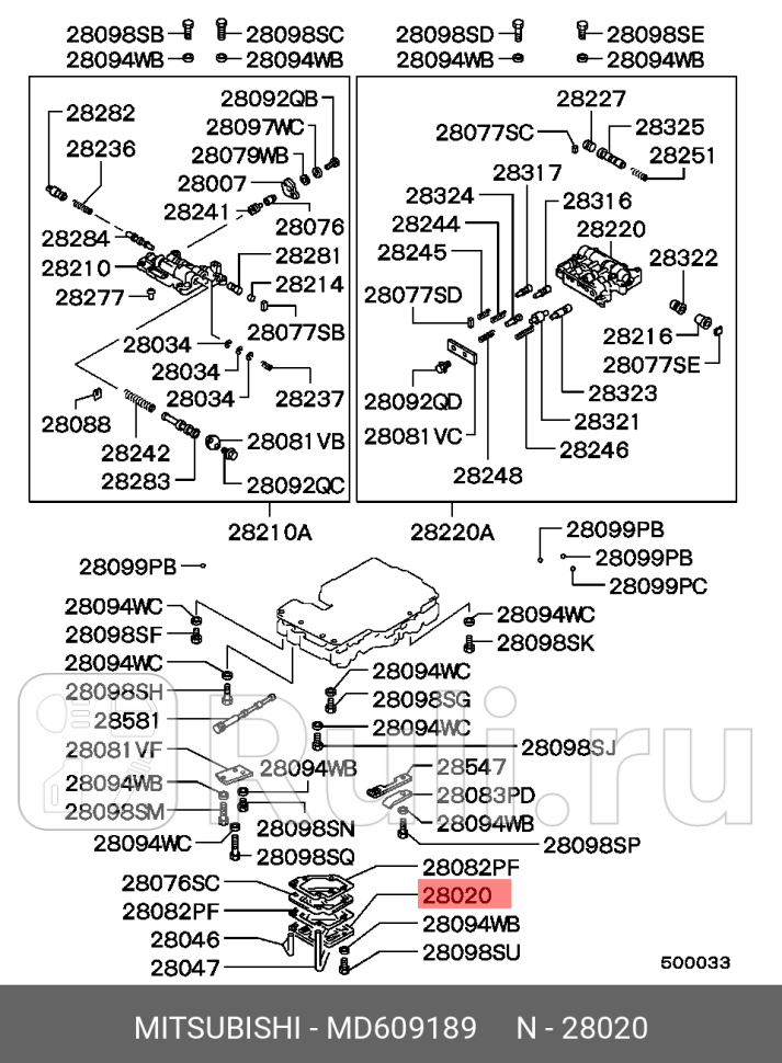 Фильтр масляный MITSUBISHI MD609189 0₽