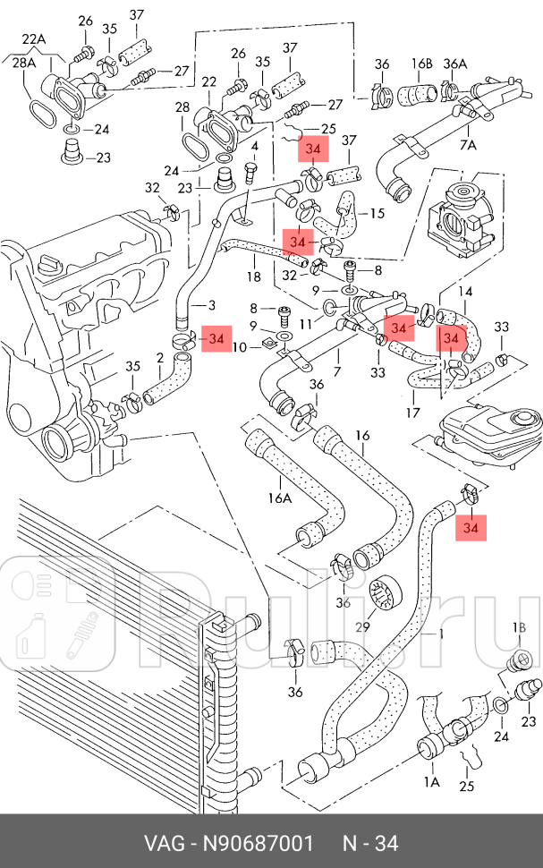 Хомут металлический VAG N90687001 100₽
