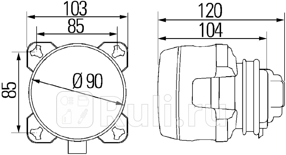 Фара противотуманная круглая 90 mm Hella 1K0008191-007 5210₽