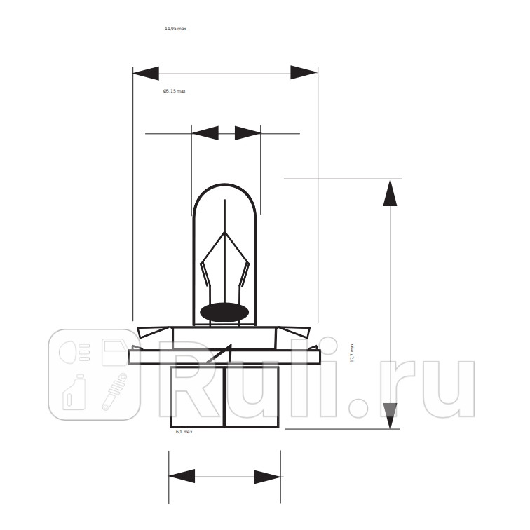 Автолампа 12V 12W BX84d с патроном 612011 P Маяк МАЯК 612011P84 140₽