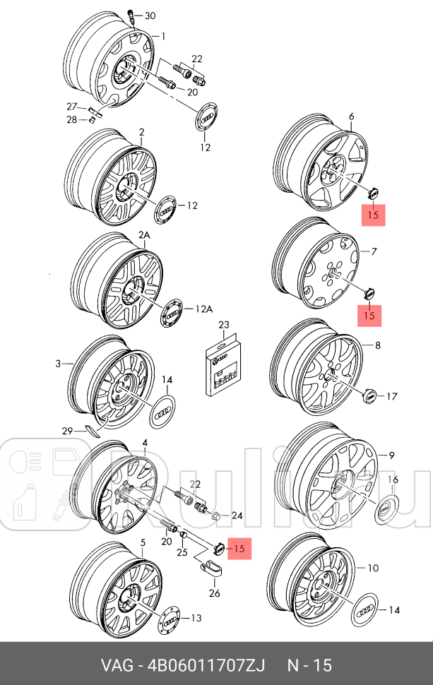 КОЛПАЧЕК КОЛЕСА VAG 4B06011707ZJ 0₽