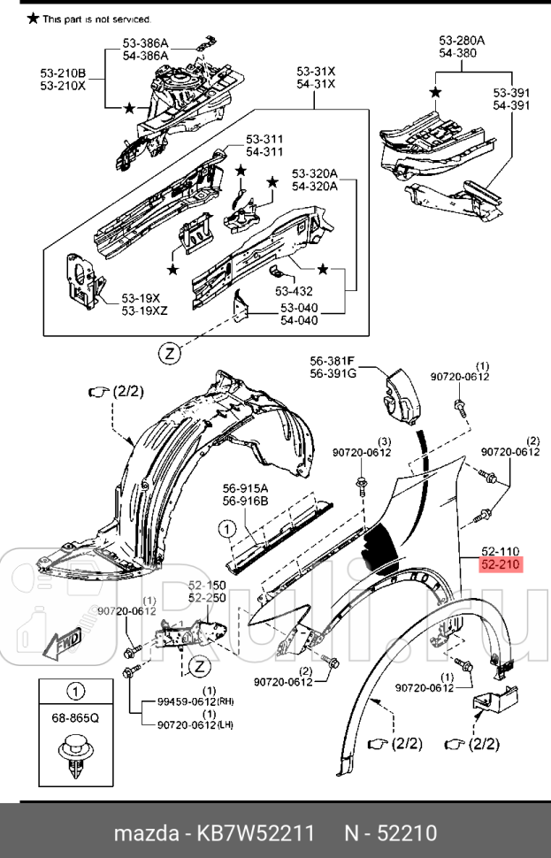 Крыло переднее MAZDA KB7W52211 0₽