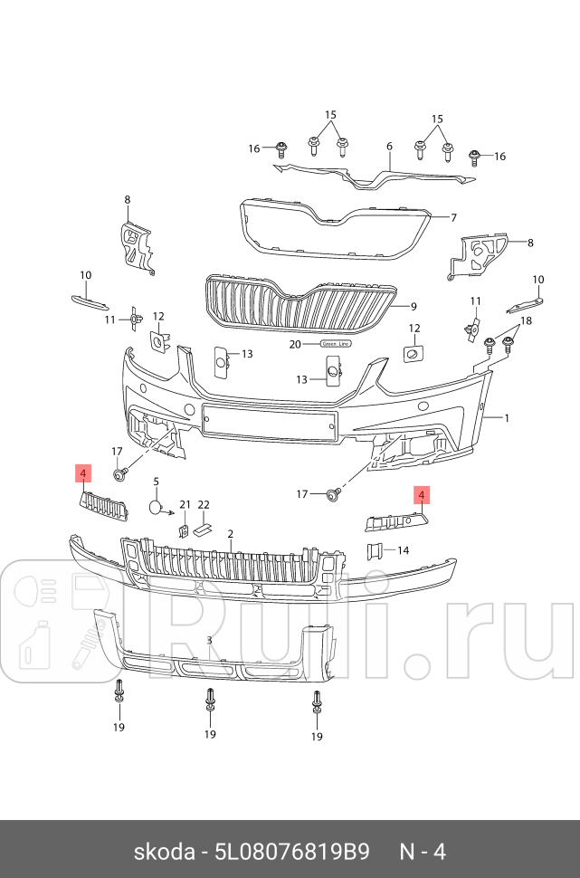 Накладка бампера левая Yeti I Рест VAG 5L08076819B9 0₽
