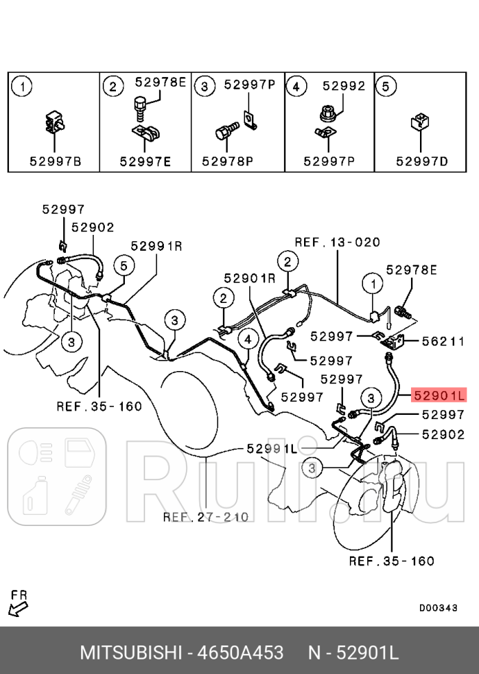 Шланг тормозной mitsubishi pajero 08- задний левый 10702070241019022000907 MITSUBISHI 4650A453 0₽