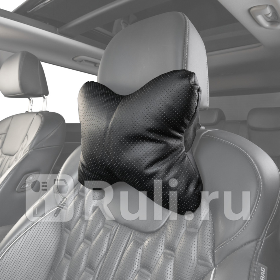 Подушка - подголовник Skyway экокожа 32 х 26 см черная SKYWAY S08001001 660₽