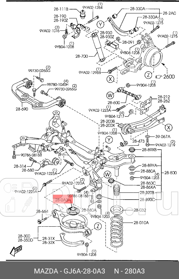 Прокладка пружины задней нижняя mazda6 gg MAZDA GJ6A280A3 760₽