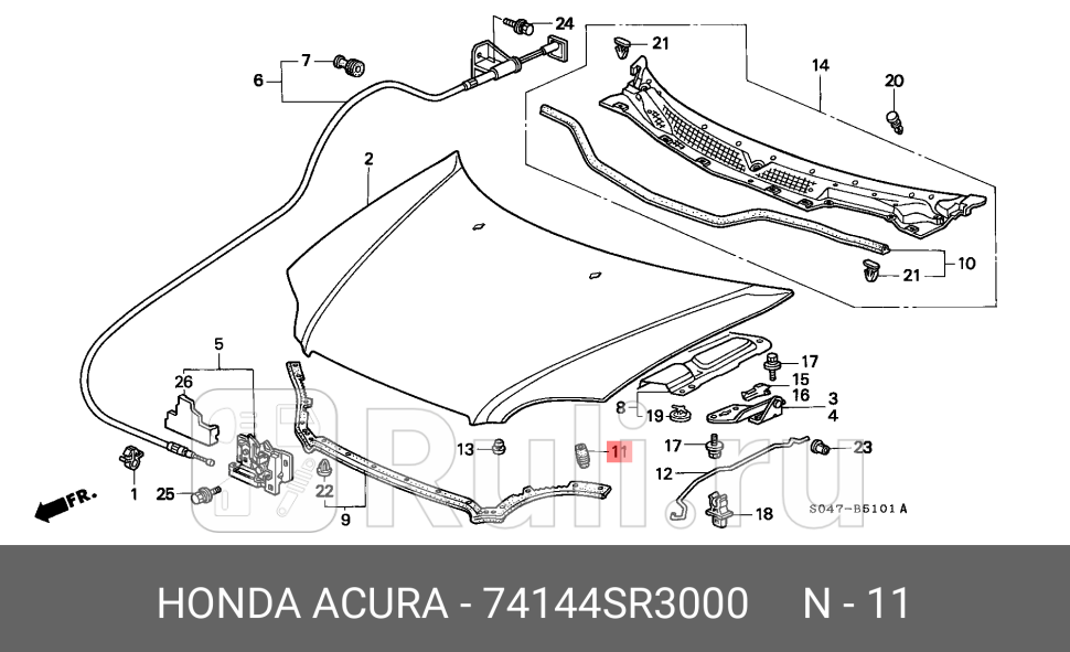 Отбойник капота HONDA 74144SR3000 980₽