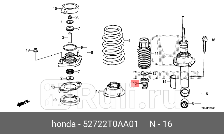 Отбойник заднего амортизатора HONDA 52722T0AA01 0₽