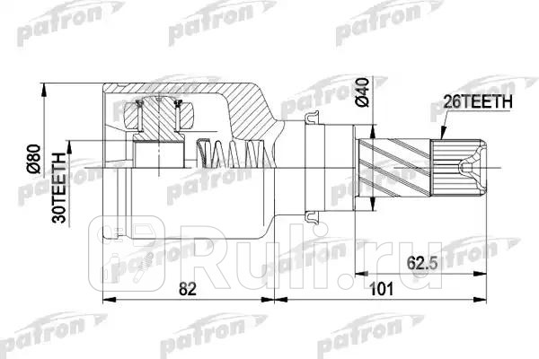 Шрус внутр лев передн к-кт a26 b30 d80 l183 renault safrane ii 96-00 2025 мкпп PATRON PCV3032 0₽