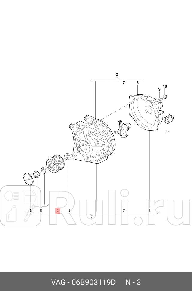 Шкив поликлинового ремня VAG 06B903119D 21340₽