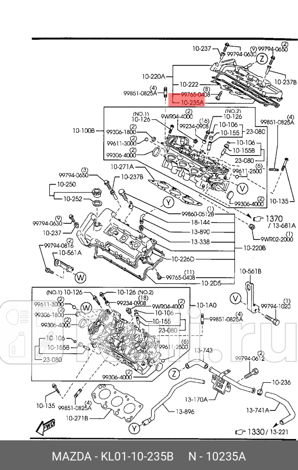 Прокладка клапанной крышки правая 323 xedos-6 xedos-9 MAZDA KL0110235B 0₽