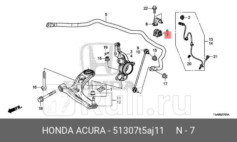 Втулка стабилизатора перед лев HONDA 51307T5AJ11 0₽