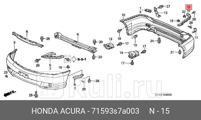 Накладка бампераspacer rrr bpr s HONDA 71593-S7A-003 0₽