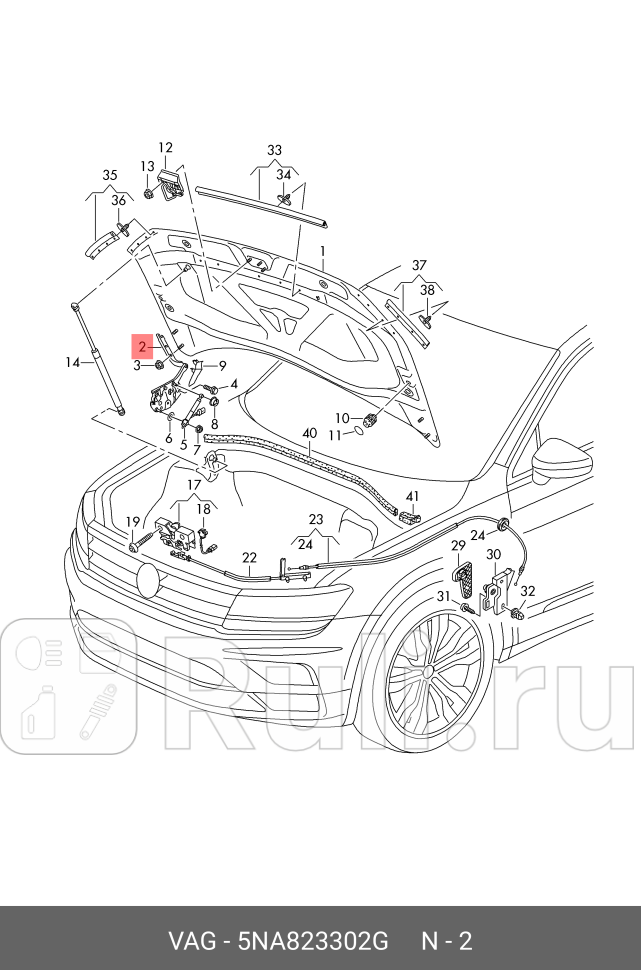 Петля капота правая Tiguan 2016 - VAG 5NA823302G 29170₽