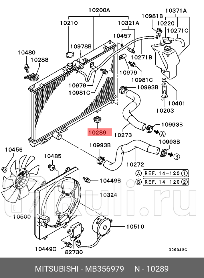 Опора радиатора lancer 07- MITSUBISHI MB356979 490₽