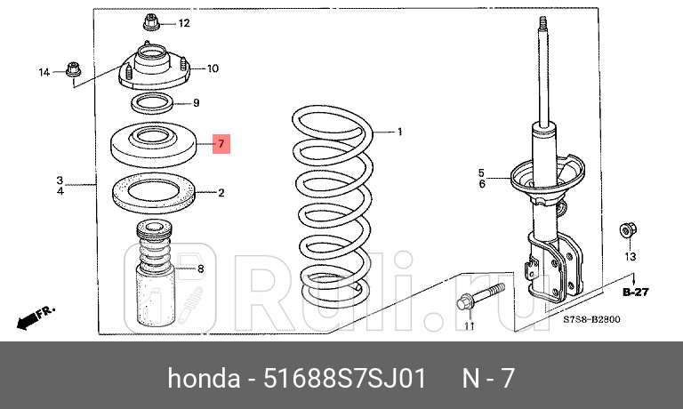 Опора амортизатора 51688-s7s-j01 honda HONDA 51688-S7S-J01 0₽