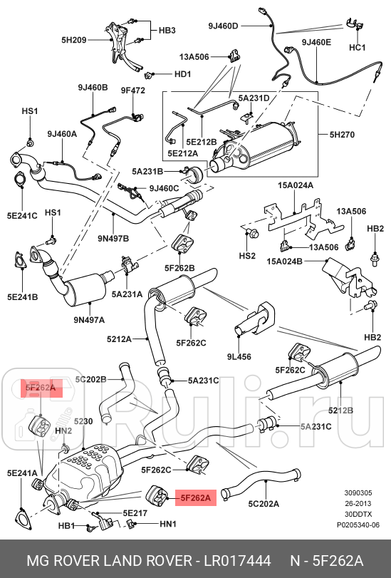 Крепление глушителя LAND ROVER LR017444 4230₽