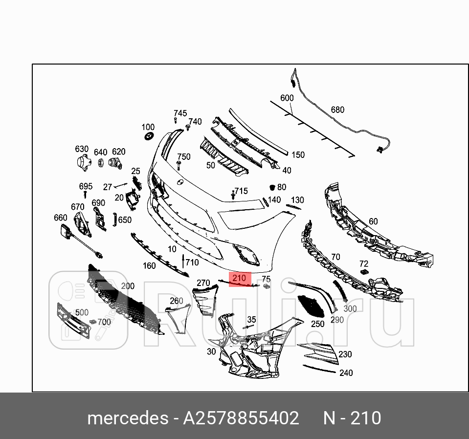 Накладка бампера переднего MERCEDES A2578855402 2820₽
