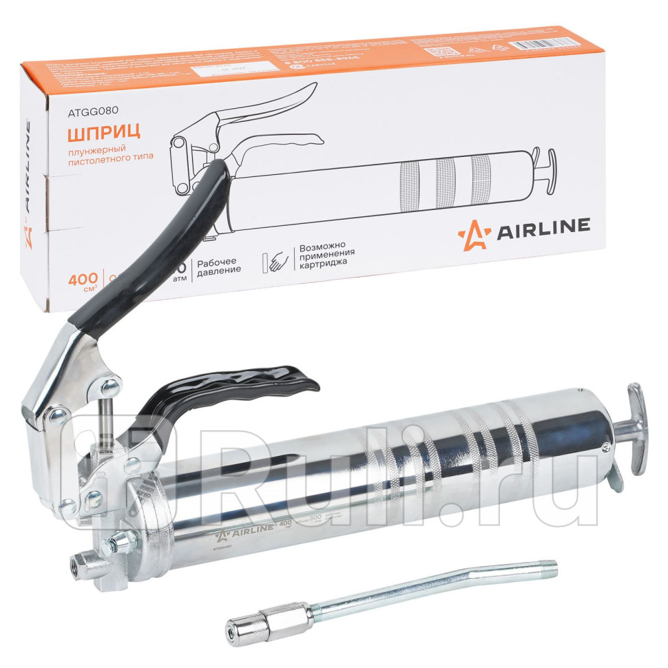 Шприц плунжерный пистолетного типа 400мл клапан уд воздуха возможно примен картриджа AIRLINE ATGG080 2200₽
