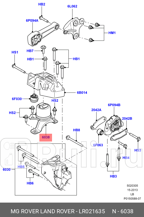 подушка двигателя передняя Land Rover Freelander 22TD4 06-14 LAND ROVER LR021635 24770₽