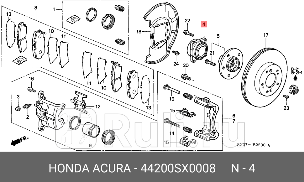 Подшипник ступицы колёсной HONDA 44200SX0008 10960₽