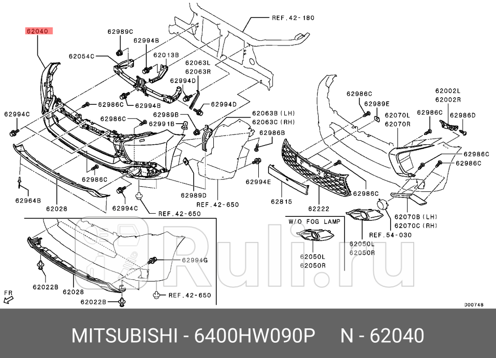 БАМПЕР ПЕРЕДНИЙ MITSUBISHI 6400HW090P 44580₽