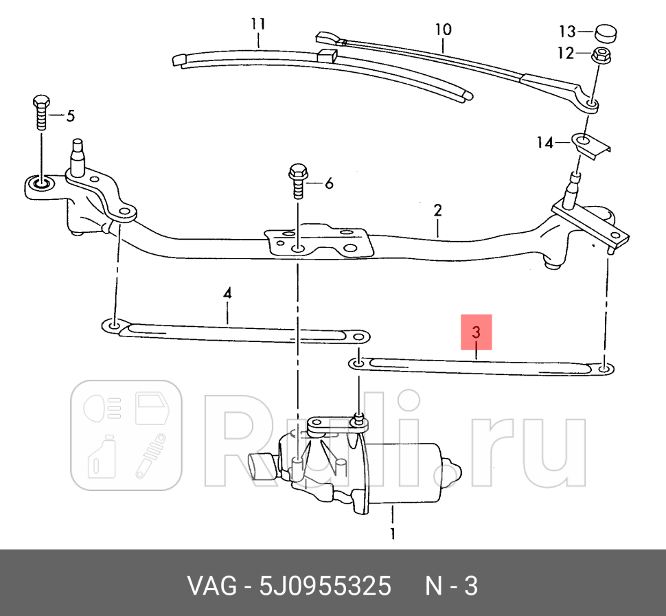 Трапеция стеклоочистителя тяги стеклоочистителя SKODA FABIA 07-10 ROOMSTER 06- VAG 5J0955325 890₽