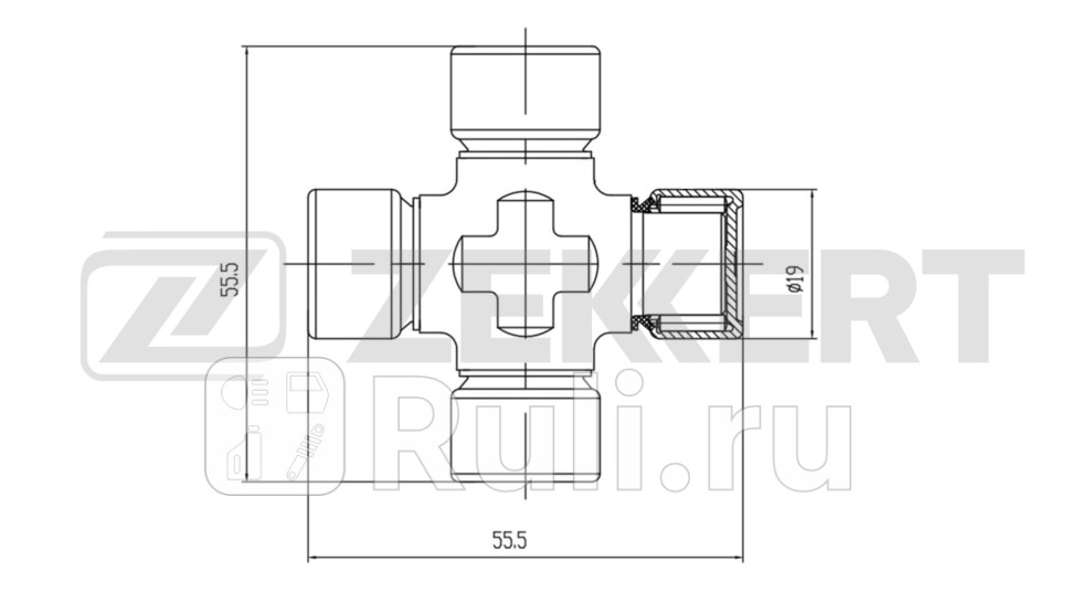 Крестовина карданного вала 19 05x55 50 Dacia Duster 10- Zekkert kg-1145 860₽