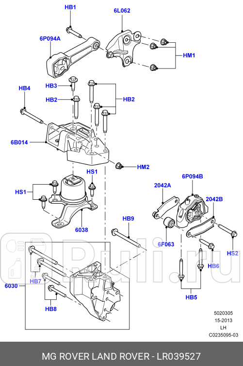 ОПОРА ДВИГАТЕЛЯ INSULATOR LAND ROVER LR039527 11930₽