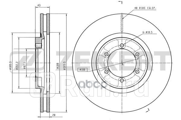 Диск торм перед Hyundai Terracan HP 01- Zekkert bs-5732 0₽