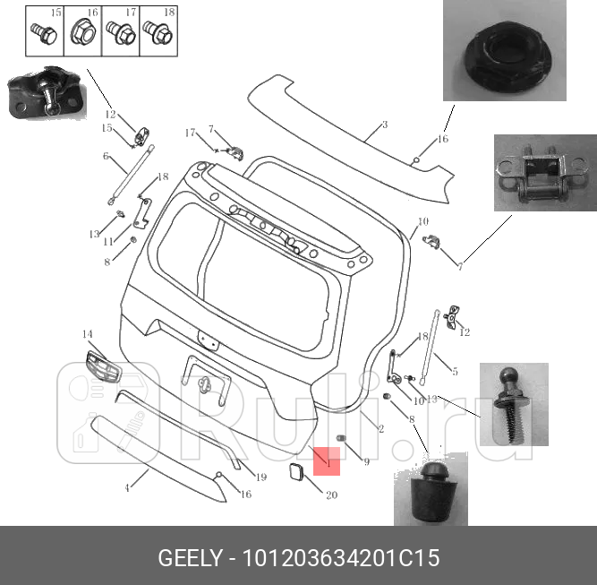 Крышка багажника geely emgrand x7 nl-4 GEELY 101203634201C15 0₽