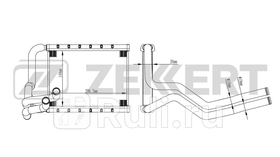Радиатор отопителя Kia Ceed III 06- Pro Ceed 08- Hyundai i30 III 07- Zekkert mk-5147 4500₽