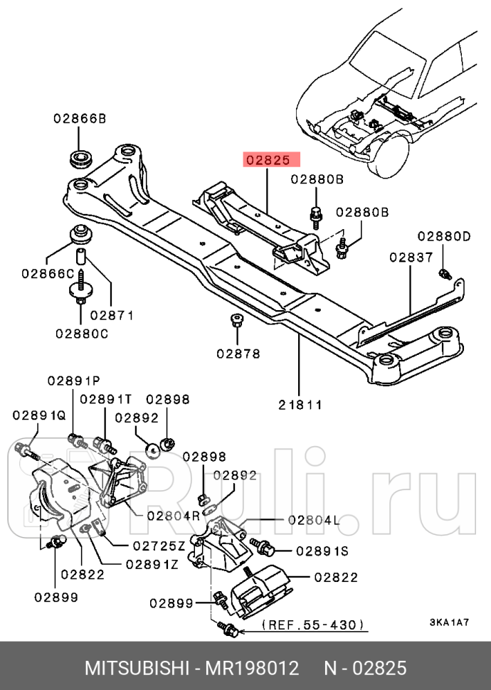 Опора двигателя MITSUBISHI MR198012 0₽