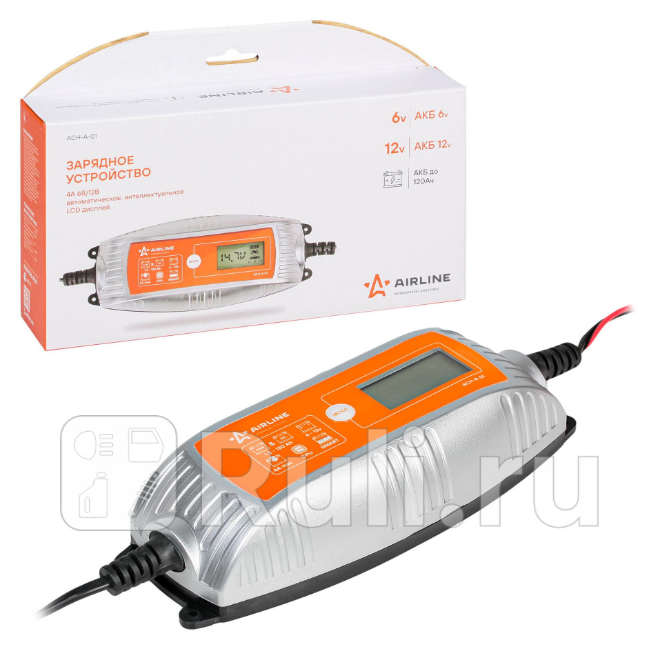 Устройство зарядное AIRLINE 612V 4А автоматическое интеллектуальное LCD дисп электронное AIRLINE ACH-A-01 2740₽